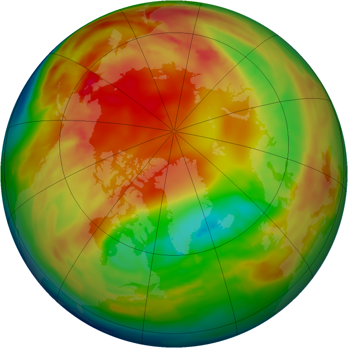 Arctic ozone map for 08 February 2010